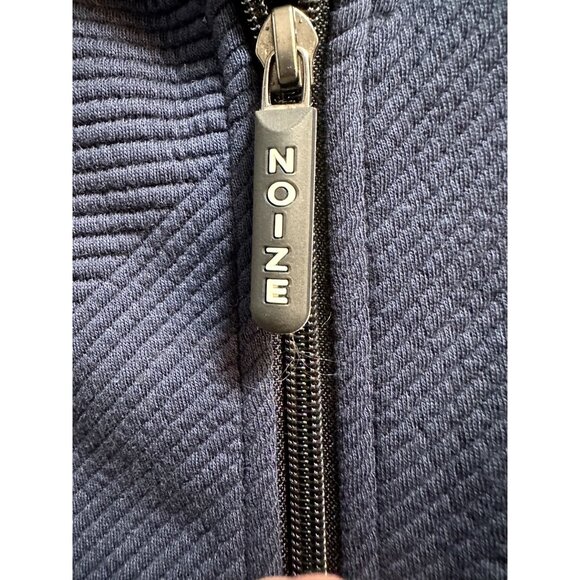 Noize Mens Navy Ribbed Full-Zip Jacket With Stand Collar & Button Pockets Size M - Picture 3 of 10